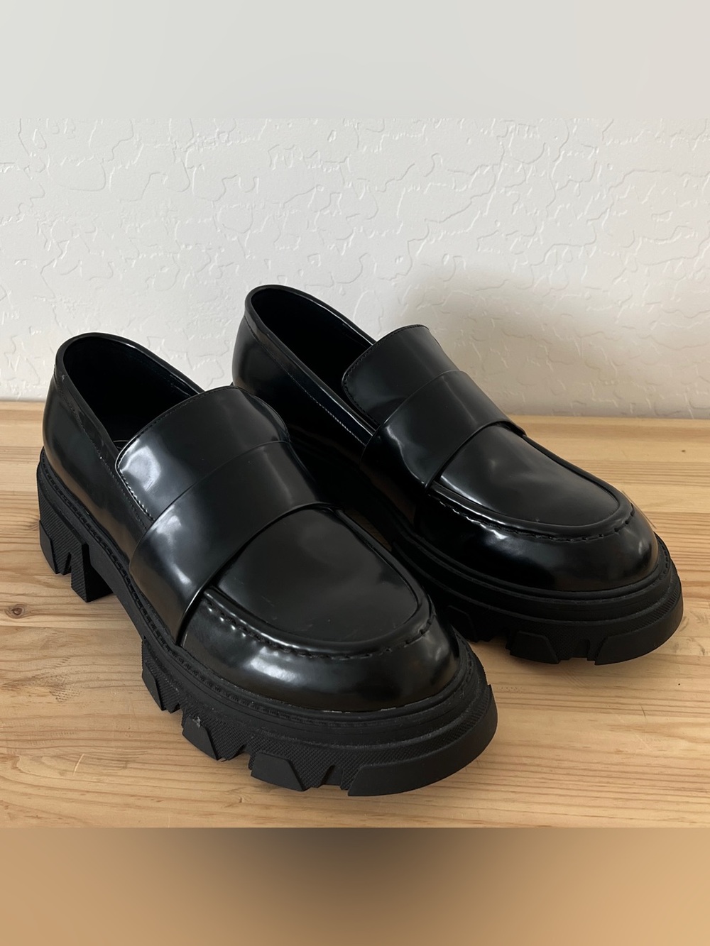Missguided Black Chunky Platform Loafers